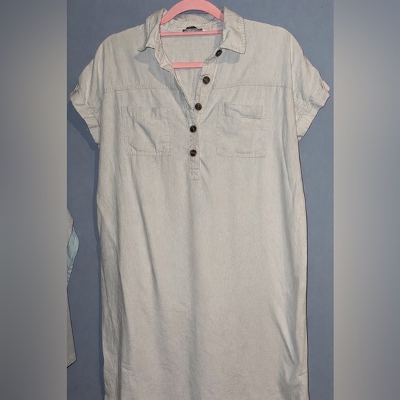 Sonoma Dresses & Skirts - Sonoma Goods for Life Beige Linen Blend Shirt Dress Women’s Medium Button Front